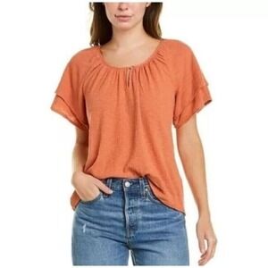Madewell Women's Orange Tiered Sleeve Blouse L7353- L – Stylish & Comfortable